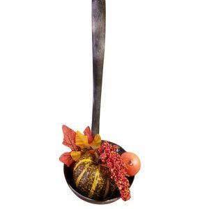 Autumn Harvest Soup Ladle with Decorative Gourds Ready to Hang Window Door NEW